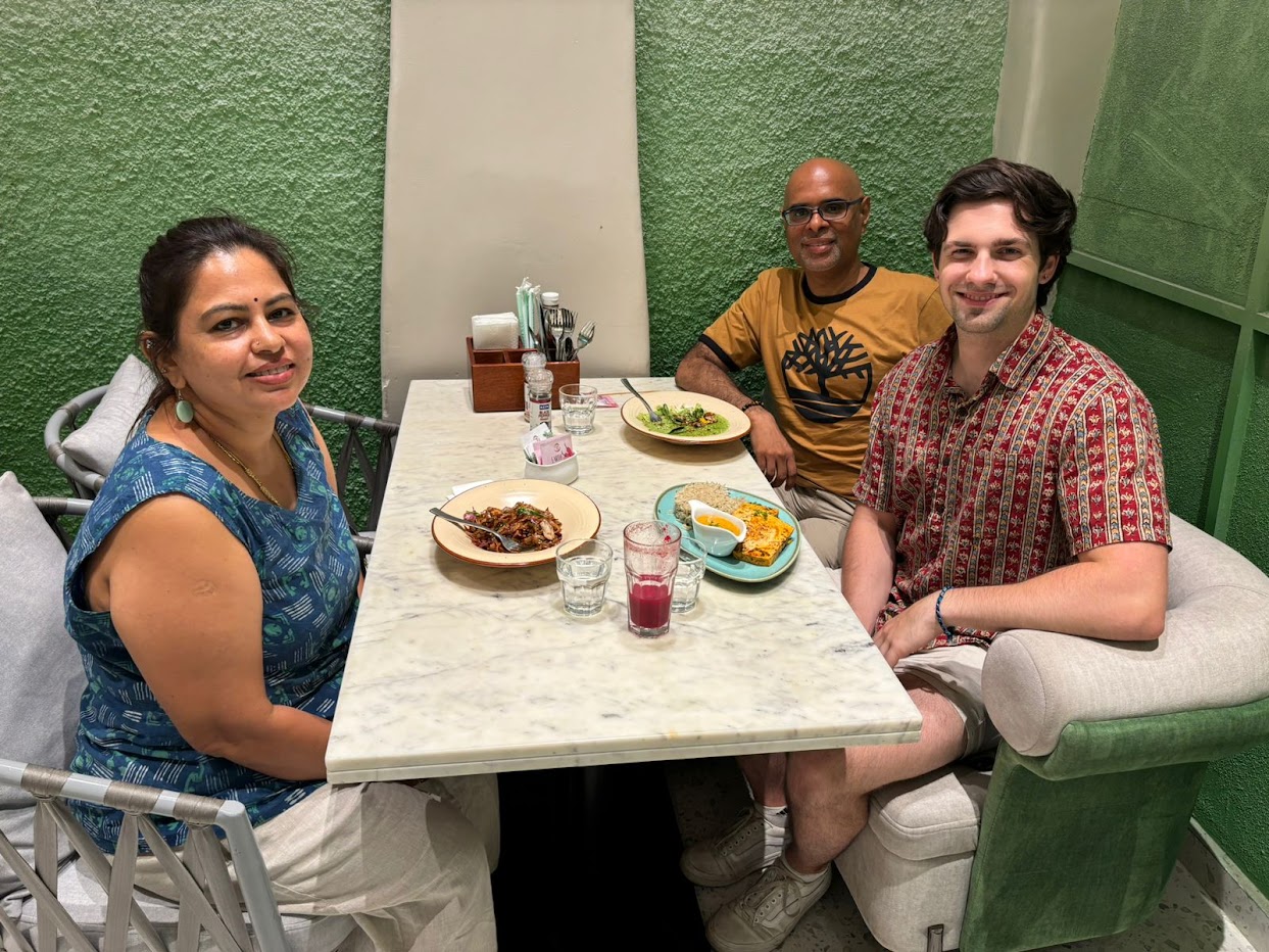 Professor Bhaskaran, wife and Gajowski at dinner.