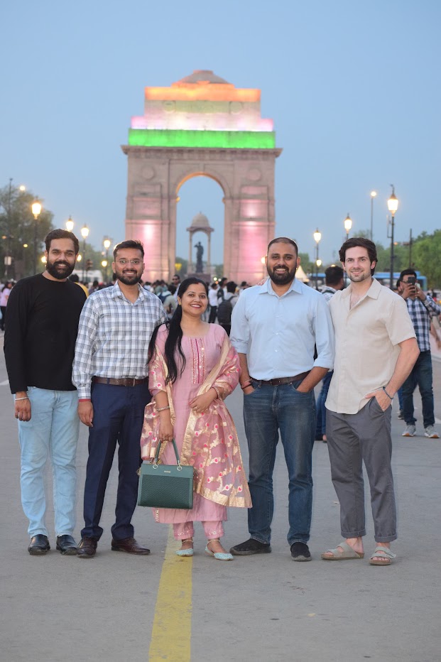 Gajowski with bhupesh and friends at india gate in delhi