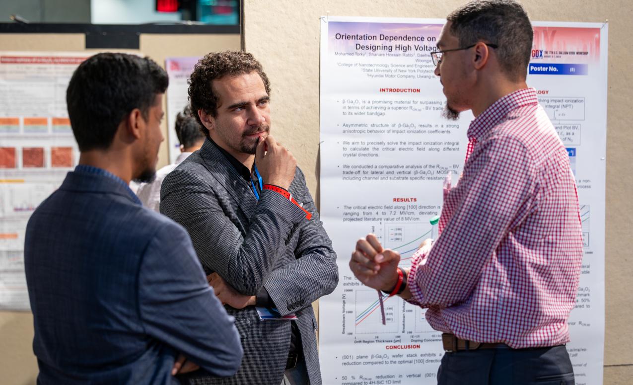 Students discuss research at GOX 2024 poster session.