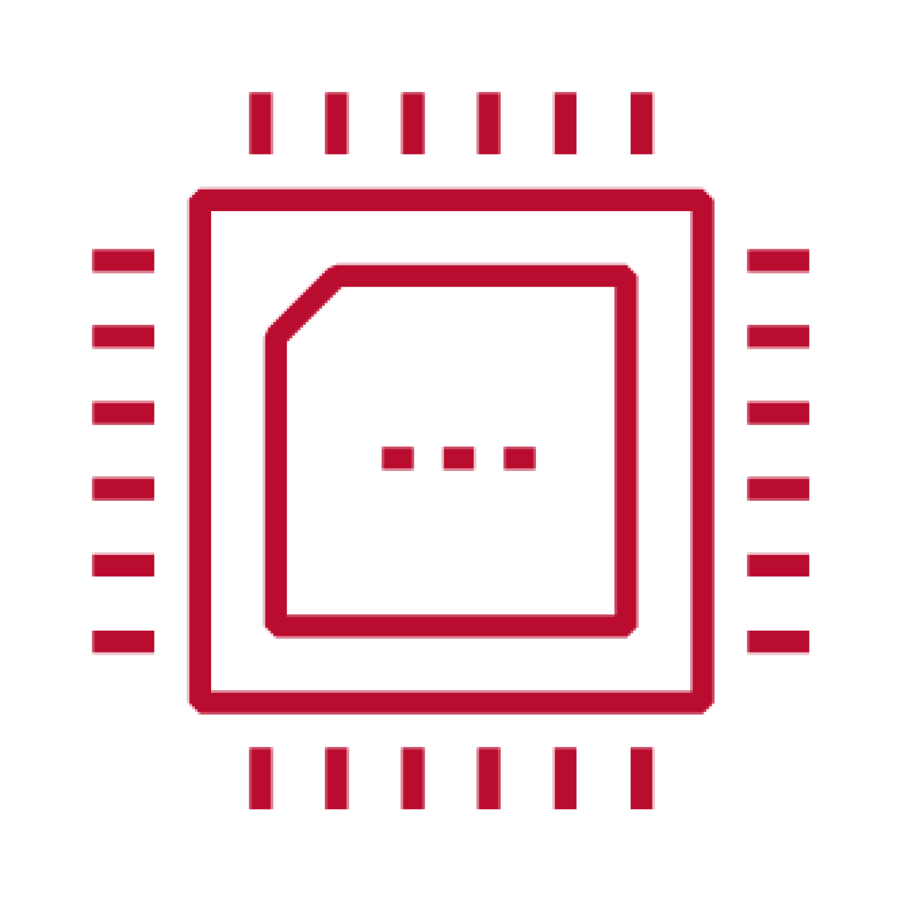 Red line icon of chip technology