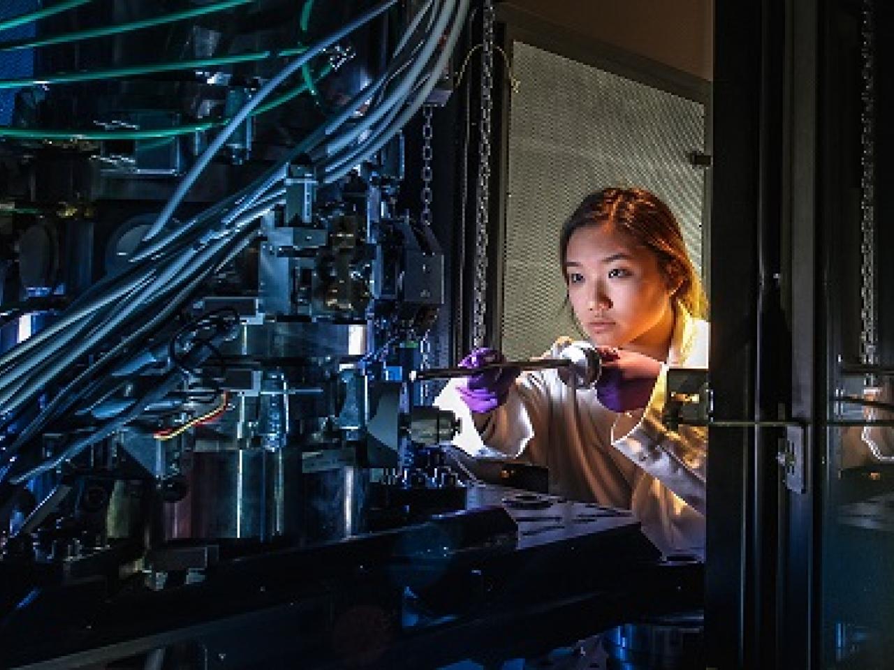 Woman using the Titan instrument