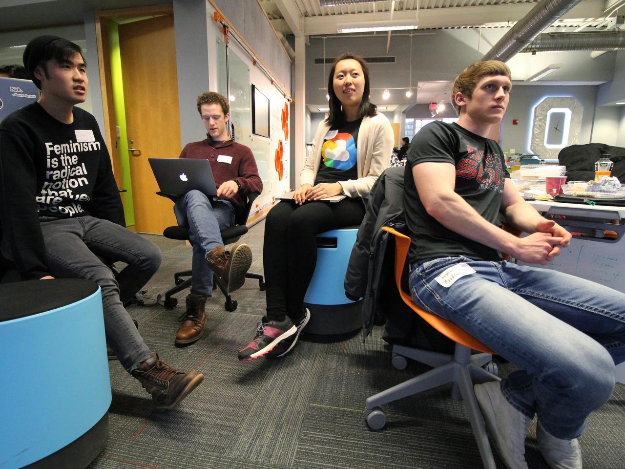 students at innovate watching a presentation