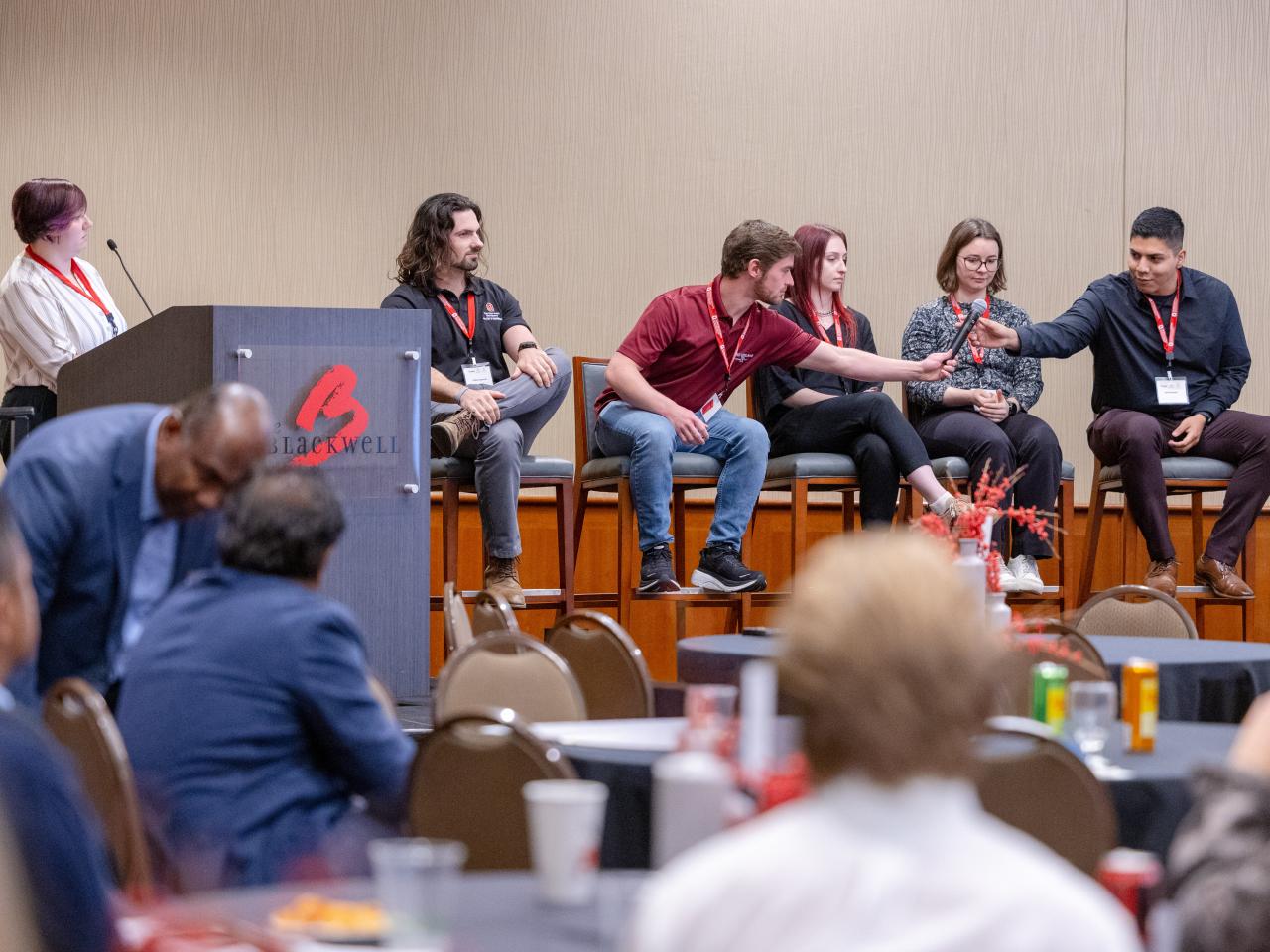 Graduate student panel discussion at MIST event.