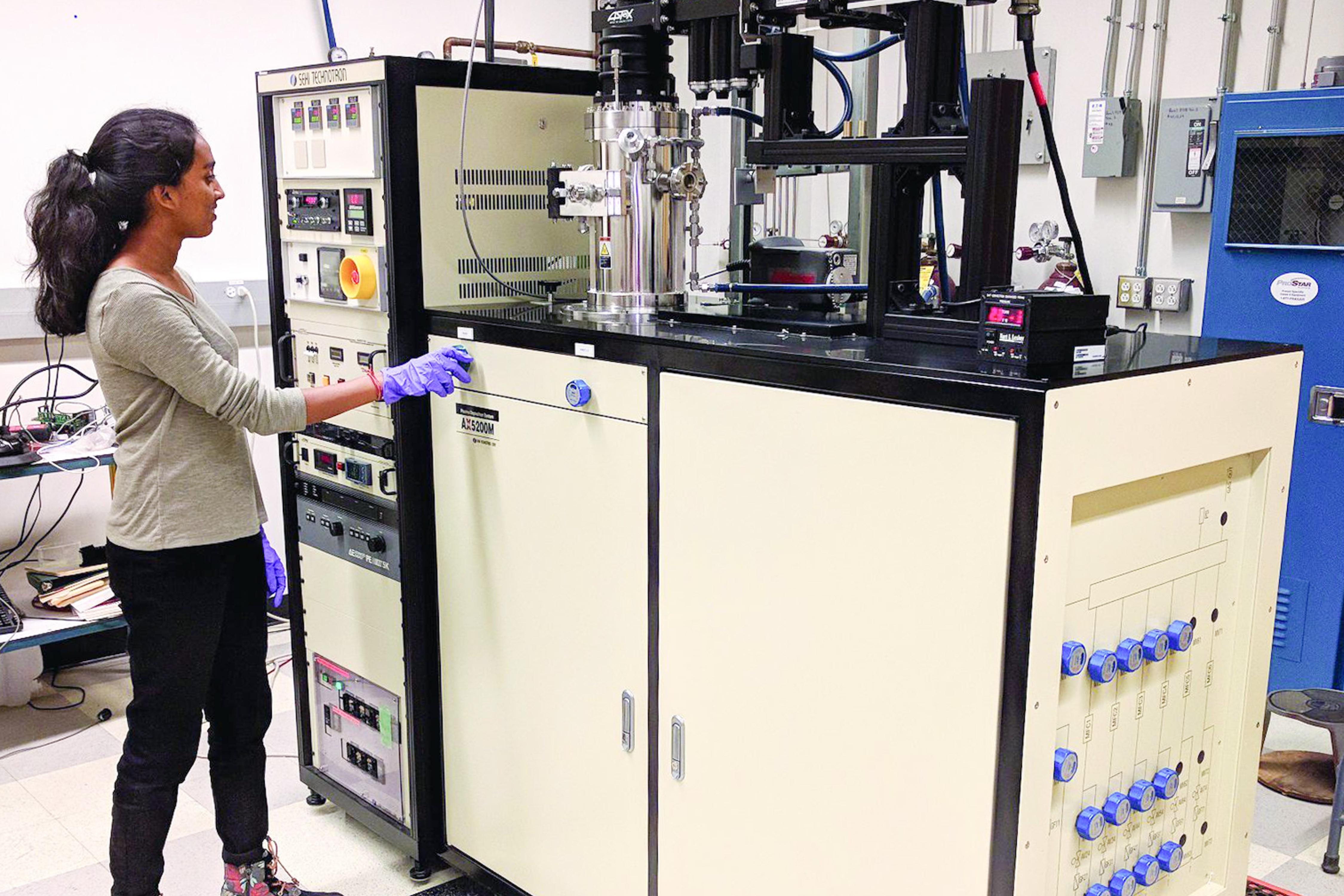 Student using an instrument in the NSL lab.