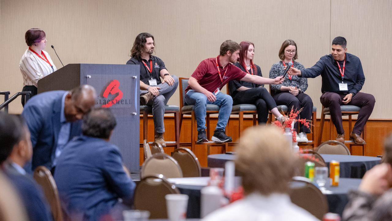 Graduate student panel discussion at MIST event.